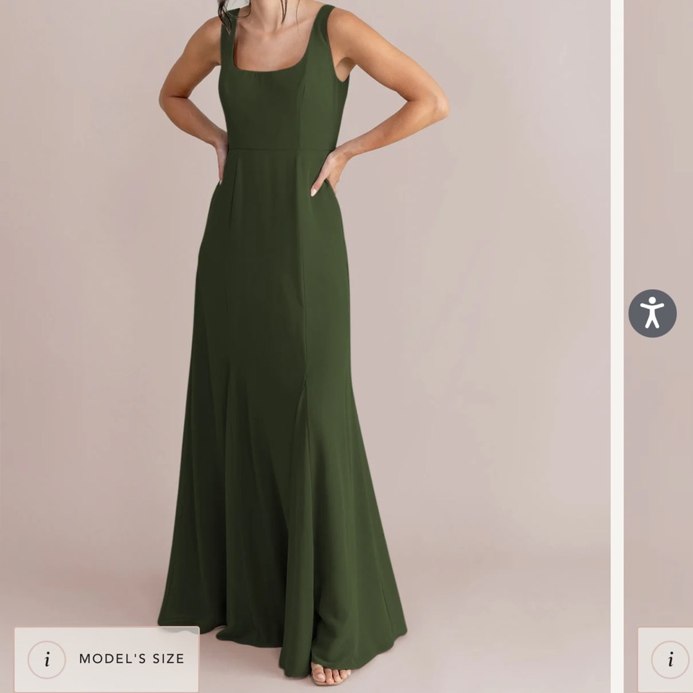 Revelry Nicole Chiffon Dress in Deep Olive